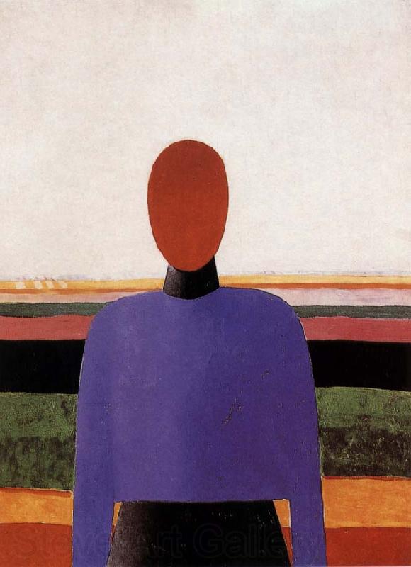 Kasimir Malevich The Bust of girl  wear purple dress Norge oil painting art